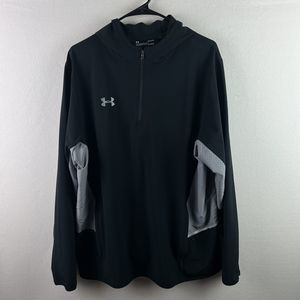 Under Armour Mens Hoodie Large Black Heat Gear Long Sleeve Windbreaker Pockets